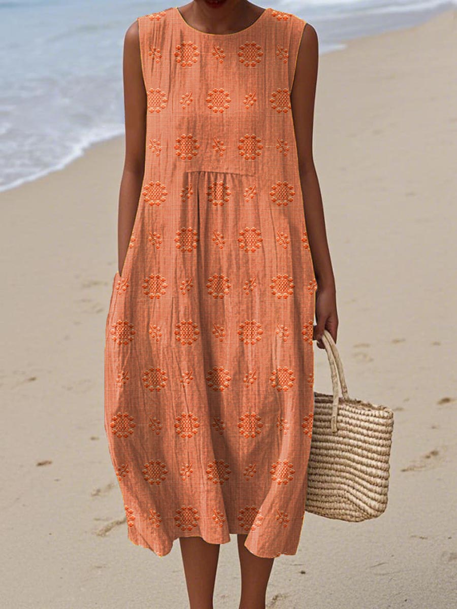 Lucille | Elegant Cotton Sleeveless Dress with Pockets