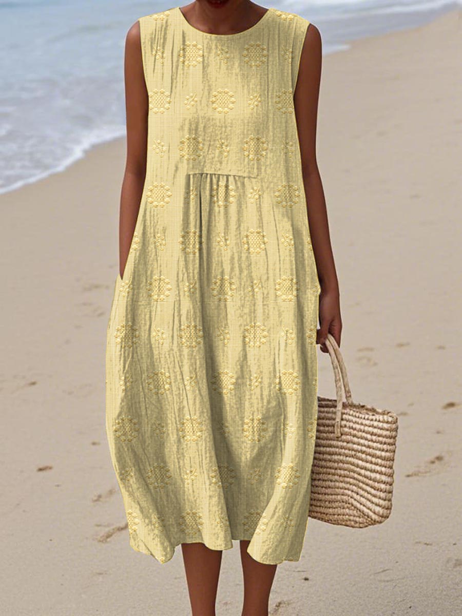 Lucille | Elegant Cotton Sleeveless Dress with Pockets