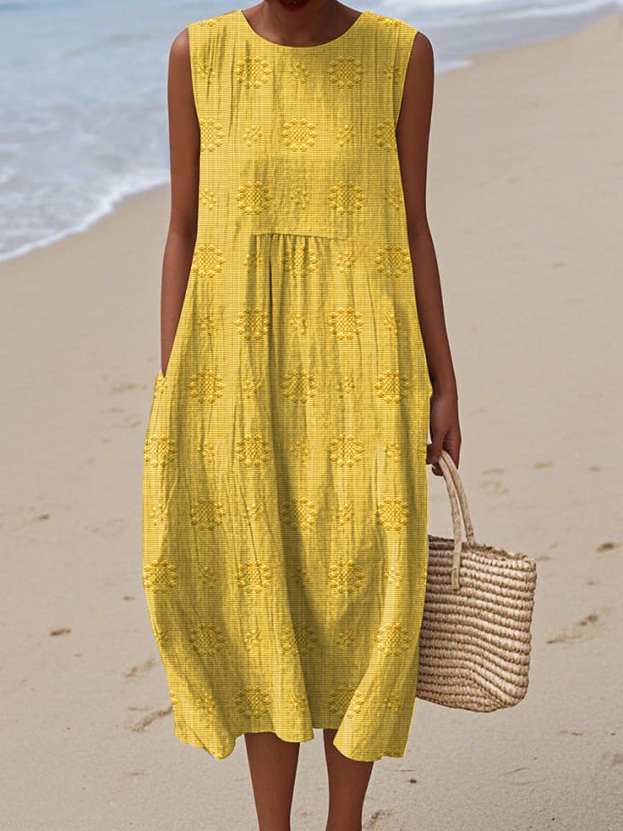Lucille | Elegant Cotton Sleeveless Dress with Pockets