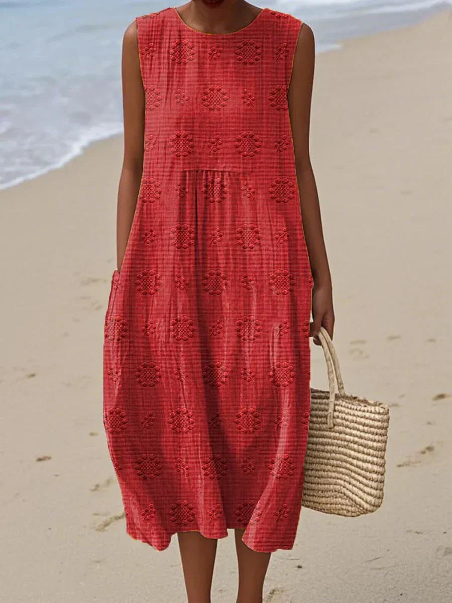 Lucille | Elegant Cotton Sleeveless Dress with Pockets