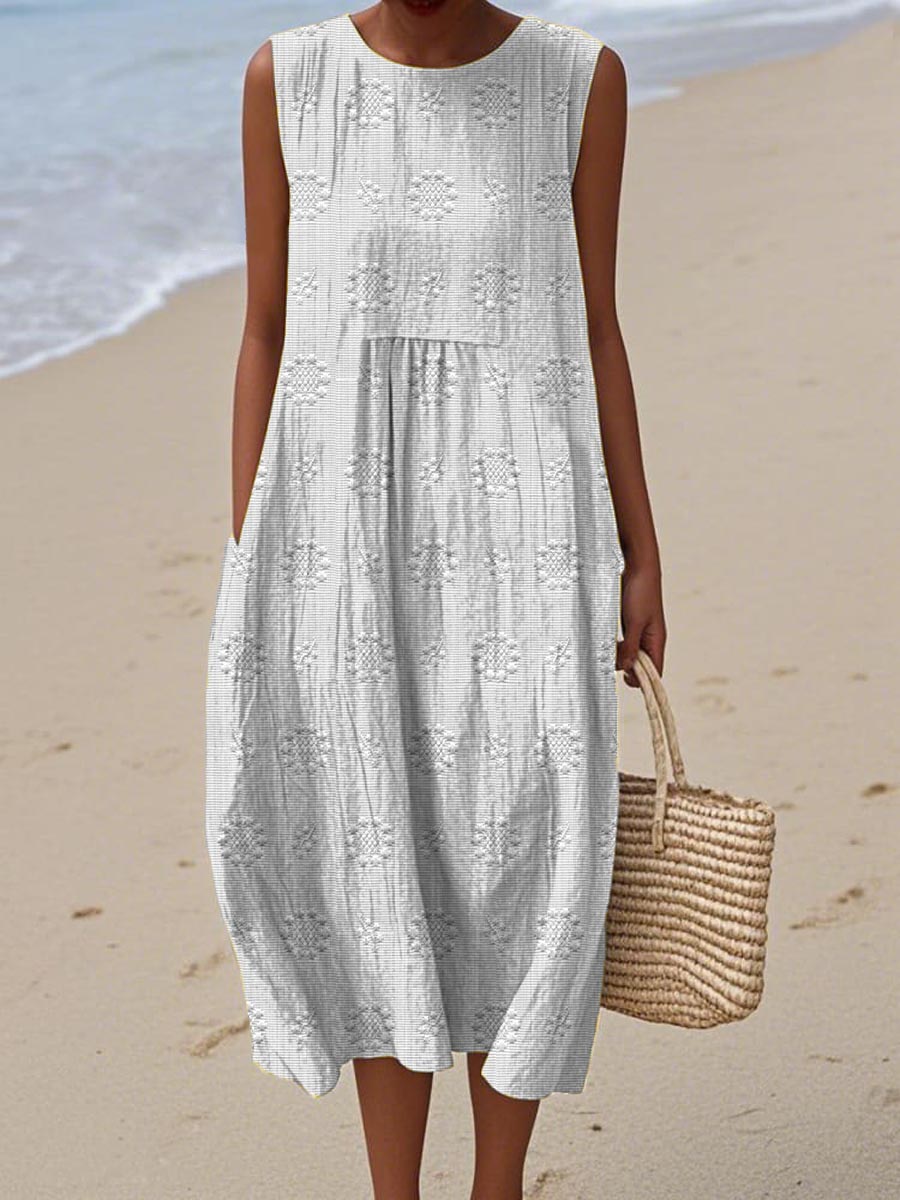 Lucille | Elegant Cotton Sleeveless Dress with Pockets