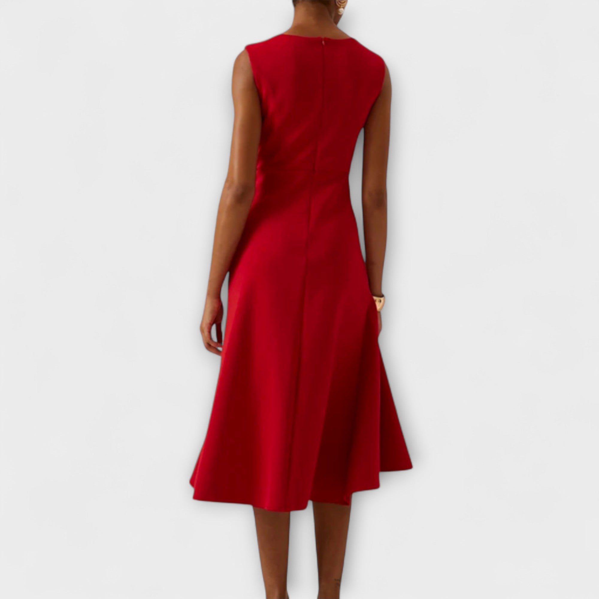 Greta | Asymmetrical Midi Dress with Draping