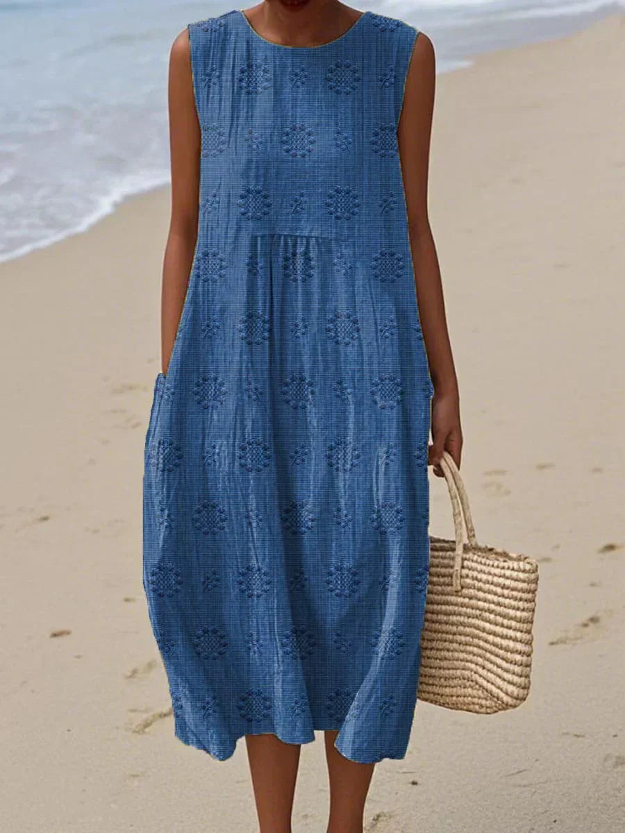 Lucille | Elegant Cotton Sleeveless Dress with Pockets
