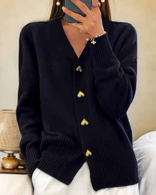 Addison | Elegant Heart Button Cardigan