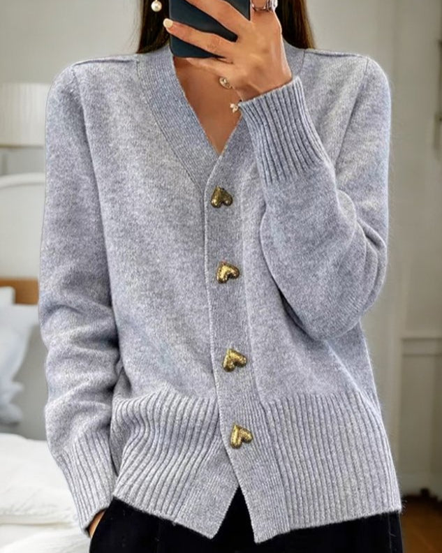 Addison | Elegant Heart Button Cardigan