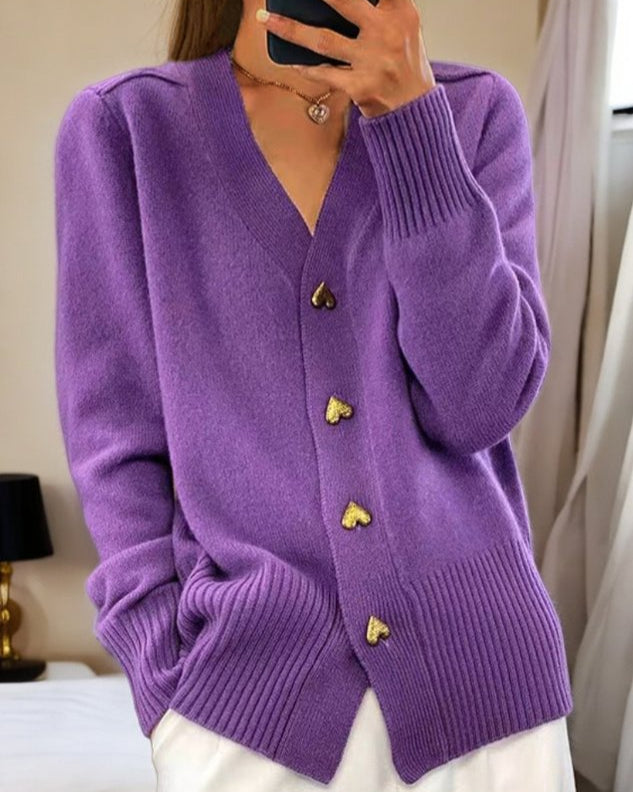 Addison | Elegant Heart Button Cardigan